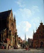 unknow artist, European city landscape, street landsacpe, construction, frontstore, building and architecture.049